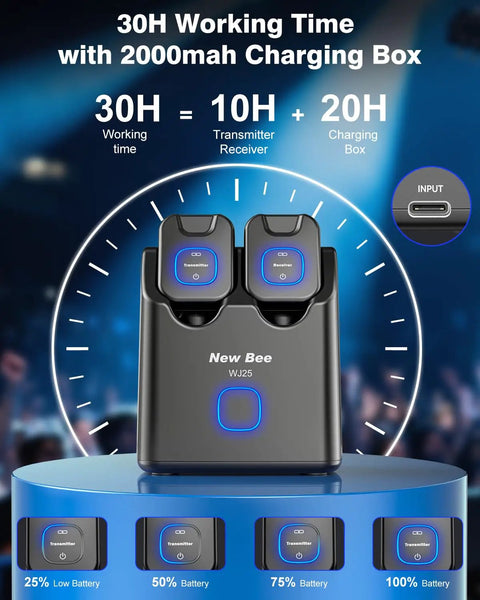 Charging box for 5.8GHz Wireless Guitar System with 6 channels, 30-hour battery life, rock solid transmitter and receiver.
