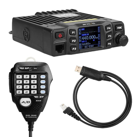 Dual Band Ham Radio for Mobile Base Station With Rotatable LCD Display Chirp Compatible Dual Speaker Audio 2 Meter And 70 Centimeter Transceiver Easy Microphone Band Switching Compact Setup With Cables Included