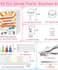 Shrink Dink Keychain Kit With 242 Pieces Including Plastic Sheets And 20 Shrink Paper Sheets Tools Jump Rings Ball Chains Tassels Lobster Clasps Clips For DIY Keychains Rings Charms And Crafts For Kids And Adults, including key rings and tools.