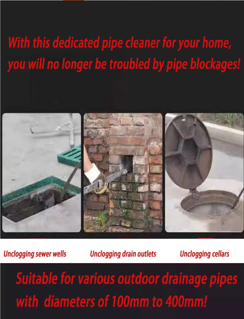 Heavy Duty Drain Snake And Industrial Pipe Cleaner Built Like A Tank To Blast Nasty Wastewater Clogs Quick in action unclogging pipes.