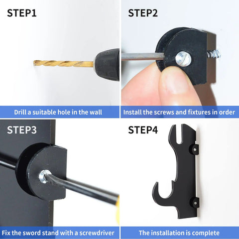 Installation steps for Katana Wall Mount Display For Samurai Swords In Clear Acrylic Home Decor Sword Holder And Wall Bracket