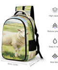 Front view of Watercolor Meadow Sheep Printed Backpack For Everyday Use Unisex Large Capacity Daypack Durable Polyester Breathable And Easy To Clean