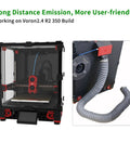 Voron 2.4 R2 Filament Fume Extraction Kit With Retractable Exhaust Hose And 6038 Ventilation Fan For 3D Printer Enclosure showing setup.