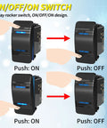 Marine Grade 12V DPDT Rocker Switch 3 Way On Off On Toggle 7 Pin Waterproof Blue LED Indicator With Jumper Wires For Automotive Car UTV ATV Boat Built Tough With Splash Resistant Seal For Boats ATVs UTVs, black 12V rocker switch
