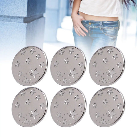 50 Set Star Shape Jeans Screw Buttons with Sick Threaded Design 17 mm Metal Button Hardware Durable Steel on black background.