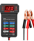 Must Have 12V Battery Tester With LCD Display And LED Lights Quick Load Test For Auto Batteries Universal Car Battery And Alternator Checker Handy 12V Vehicle Diagnostic Tool, black clips