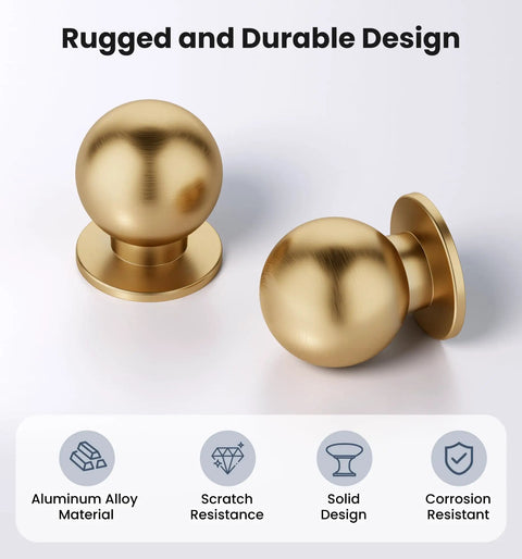 Champagne Bronze Cabinet Knobs 5 Pack Beefy Solid Aluminum Alloy One Hole Install Hardware on white surface
