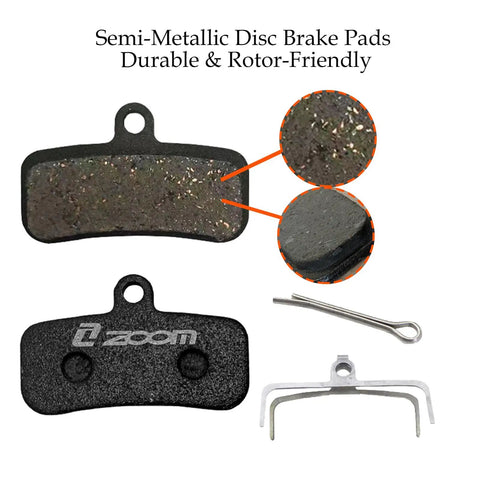 Go-To 4-Piston Brake Pad Replacement Set For Zoom HB-876 And HB-876E Semi-Metallic Disc Pads with accessory components