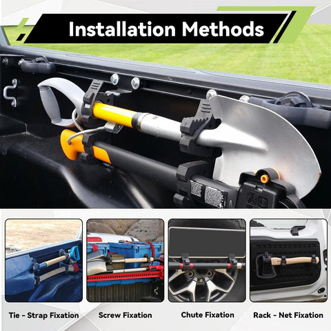 Rugged Truck Shovel Holder With Quick Release Rubber Clamp Mount Kit Fits 1 To 1.5 Inch Diameter Roof Rack Universal installation guide