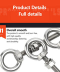 Heavy Duty Eye Bolts Set In 304 Stainless Steel M16 With Male Thread, lifting ring bolts with lock nuts and washers