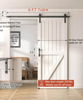 Heavy Duty Sliding Barn Door Hardware Kit With 6 Ft Track, Floor Guide And Pull Handle Set For 34 To 36 Inch Doors, Easy Install