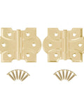 Butterfly Hinges With Removable Pin In Polished Brass, Surface Mount Cabinet Hinges Pack Of 8, shown with screws.