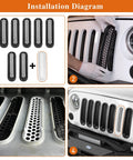 Installation of Matte Black Front Mesh Grille Inserts For 2007 2015 Jeep JK Wrangler And Unlimited with 7 black inserts 1 white accent