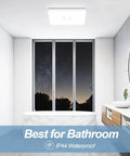 Two Pack Square LED Flush Mount Ceiling Light 24W 2050LM 5000K Daylight Ceiling Fixture IP44 Waterproof in modern bathroom