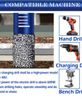 Close-up of 6mm diamond drill bit with cooling wax, compatible with hand, charging, and bench drills for tile and glass.
