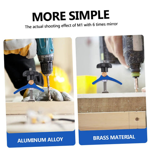 Beefy Heavy Duty Woodworking Clamp With Quick Action Hold Down For Carpentry Projects in use with drill for securing workpieces