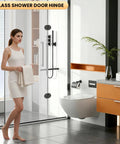 Modern bathroom with Black 180 Degree Glass Shower Door Hinge For Bathroom Built To Last Rubber Cushion Pads Notch Cut Required