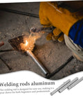 Low Temp Aluminum Welding Rods 6 Pack Aluminum Welding Sticks used for repair, close-up of welding action with sparks