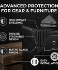 Speaker Corner Protector For Cabinets, Guitar Amps, And Furniture, stackable right angle corner guard with screws, black finish