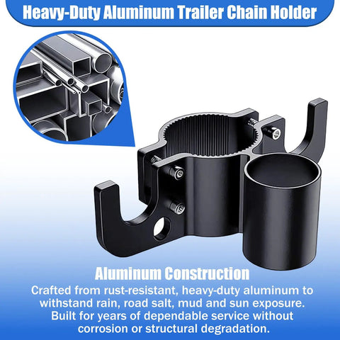 Heavy Duty Aluminum Trailer Chain Organizer With 7 Way Plug Holder For Two Inch And Two And A Quarter Inch Tongue Jacks