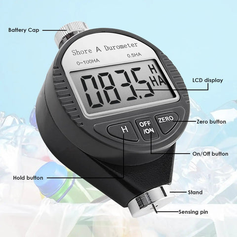 Shore A Durometer Hardness Tester For Rubber And Tire Materials 0 To 100HA Digital Gauge With Large LCD Display Portable And Lightweight ISO 868 7619 Compliant Hold Function Precise Easy Readout Meter