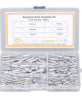 180Pcs Blind Rivet Flange Aluminum Alloy Assortment Kit With Six Size Rivets For Soft Materials, Storage Box Included