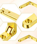 Gold Zinc Alloy Jewelry Box Hinges Set, 10 Pcs 90 Degree Small Hinges With 40 Screws, Durable Box Hardware, gold finish, close-up view
