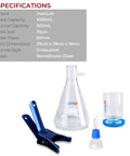 Must Have Gear 1000 ML Lab Vacuum Filtration Kit With Glass Filtration Flask And 300 ML Graduated Funnel components