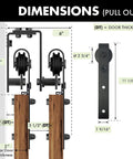 Black Rustic Double Track U Shape Bypass Sliding Barn Door Hardware Kit For Three Doors 10ft Flat Track dimensions diagram