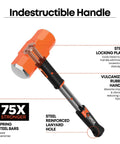 8 Lb Sledge Hammer With Indestructible Steel Bar Handle 12 Inch Pro Demolition Hammer showing steel locking plate and rubber handle.