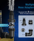 Multiple hose adapters for 1 Hp Automatic Pool Cover Pump With 4500 GPH Submersible Water Pump, includes check valve adapter.