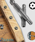 Rock Solid Security Torx Screwdriver Bit Set Featuring Magnetic S2 Steel Star Bits for furniture assembly with screws and hex shanks.