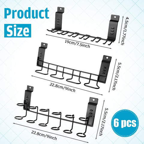 Six Piece Slatwall Screwdriver Holders Set With Three Styles And Two Sizes For Garage Shop And Retail Displays shown in black