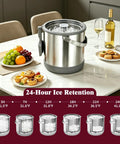 Big Boy 7qt Vacuum Insulated Ice Bucket With Lid And Scoop, Heavy Duty Cold Drink Cooler on table, keeping drinks frosty.