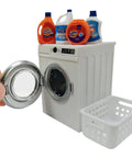 Straight Up Killer 1 12 Scale Miniature Electric Washer And Dryer Set Featuring Top Tier Mini Home Appliances with open door and detergent bottles.