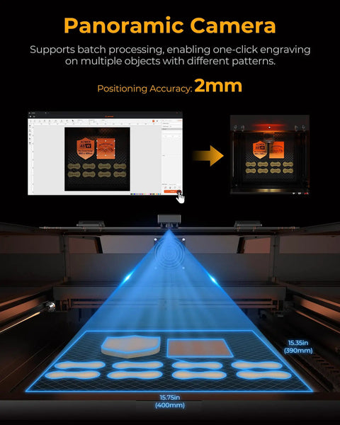 P3 Laser Engraver With Switchable 48W And 24W Diode 455Nm Laser Cutter with panoramic camera and 2mm accuracy for engraving