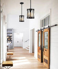 Crystal Mini Semi Flush Mount Ceiling Light With Convertible Pendant Chrome Drum Shade in a modern hallway setting