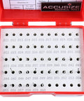 50 Piece Steel Plug Pin Gauge Set 0.011 to 0.060 Inches Class ZZ P0 Plus Pro Grade Kit With Centerless Lapped Finish 60 to 62 Rc Hardness 2 Inch Overall Length Electro Etched Size in red case