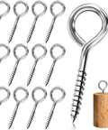12 Pack Three And A Half Inch Heavy Duty Eye Bolts And Eye Hooks Set Made Of 304 Stainless Steel 300 Lbs Capacity Rust Resistant For Indoor And Outdoor Use Screw In Hooks Built To Last For Hangers Trailers And Decks