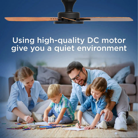 Family enjoying quiet time under 52 Inch No Fuss Quiet Ceiling Fan With Light And Remote Easy Setup Low Profile Flush Mount Ceiling Fan