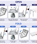 Folding setup instructions for 34-Inch Square Folding Table With Carrying Handle For Indoor Outdoor Picnics Parties Fold-In-Half Design