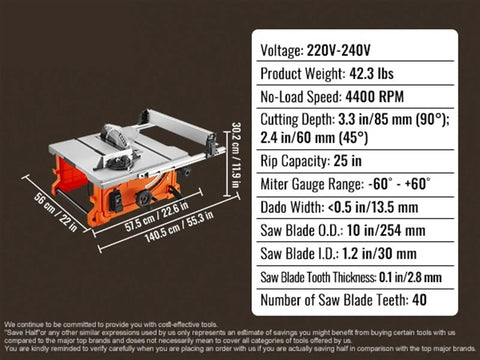 10 Inch Electric Table Saw Rips Wood And Plastics Like Butter With Powerful Motor Dust Port And 25 Inch Rip Capacity Perfect For DIY Woodworking Projects That Need Clean Precise Cuts Every Time