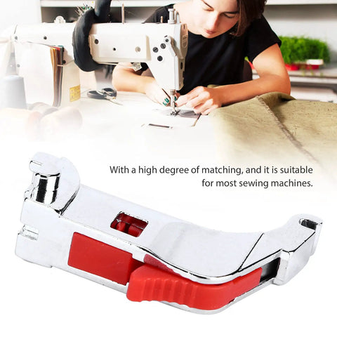 Stainless Steel Opening Patch Presser Foot With Clear View Stitching For Most Household Sewing Machines Must Have Side Cutter For Edge Finishing And A Breeze For Embroidery Appliques And Monograms, close-up