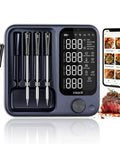 Smart Wireless Meat Thermometer With WiFi And Bluetooth For Smoker Oven And Grill, four probes, large backlit screen