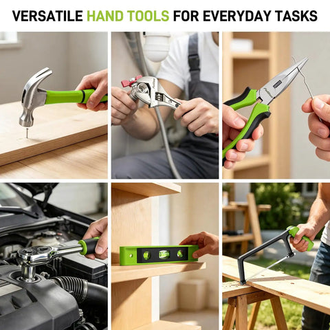 Hella Durable 299 Piece Tool Set With 12V Cordless Drill And Slick Hand Tools, Portable Toolbox With Drawer For DIY repairs and maintenance, showcasing versatile hand tools.