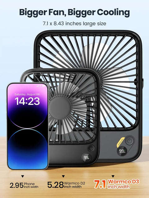 10000mAh Portable Travel Fan 7 Inch All Day Battery Life Up To 24 Hours Ultra Thin Quiet Rechargeable Desk Fan With Digital Display