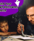 Man and boy assembling Halloween Music Castle Soldering Kit For Teens And Adults With Dual Lighting Modes And Spooky Sound