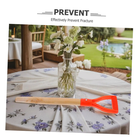 Garden Fork Replacement Handle With Ergonomic Wooden D Shaped Grip For Spading Shovels on floral tablecloth