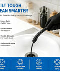 Ten Piece Drain Snake Drill Attachment And Heavy Duty Auger Cutter Kit Compatible With K400 C4 C6 C7 C8 C9 Machines Featuring 5 8 Inch Cable Heads in use on a bathroom sink.