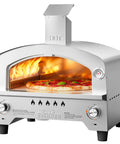 Portable Gas Pizza Oven With 15 Inch Stone, Stainless Steel Backyard Tailgate Ready Pizza Maker, Dual Side Burners 23K BTU
